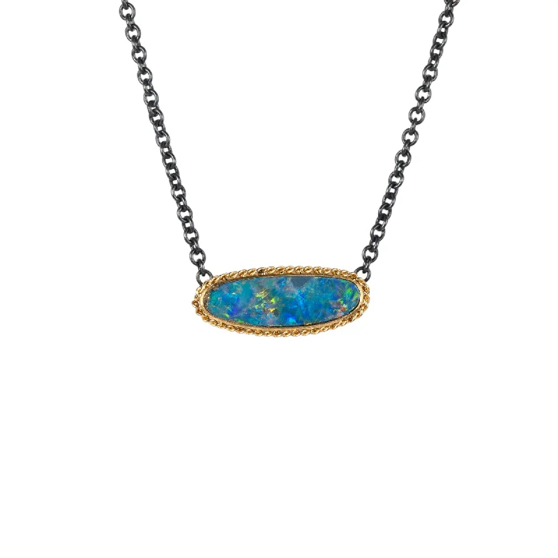 Australian Opal Oblong Contrast Necklace