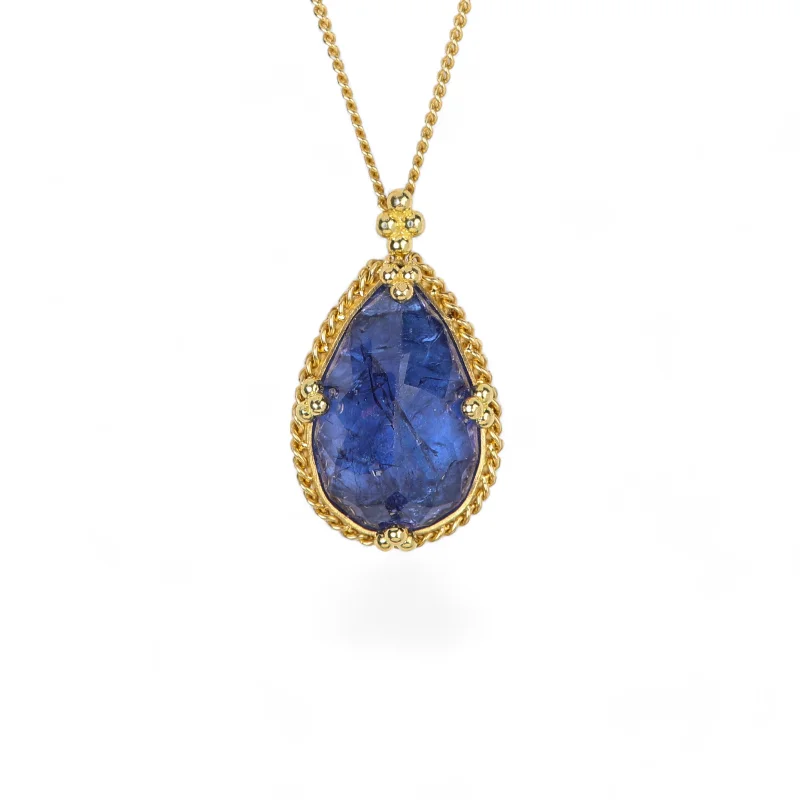 Blue Tanzanite Teardrop Necklace