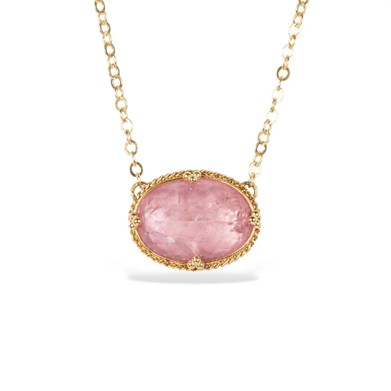 Morganite Landscape Oval Necklace