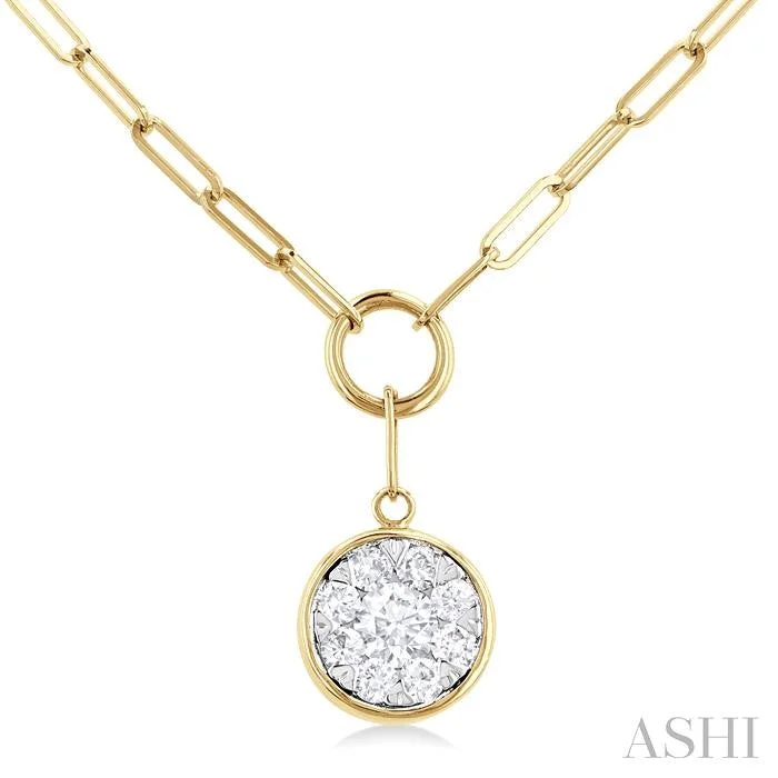 ROUND SHAPE PAPER CLIP LOVEBRIGHT DIAMOND PENDANT