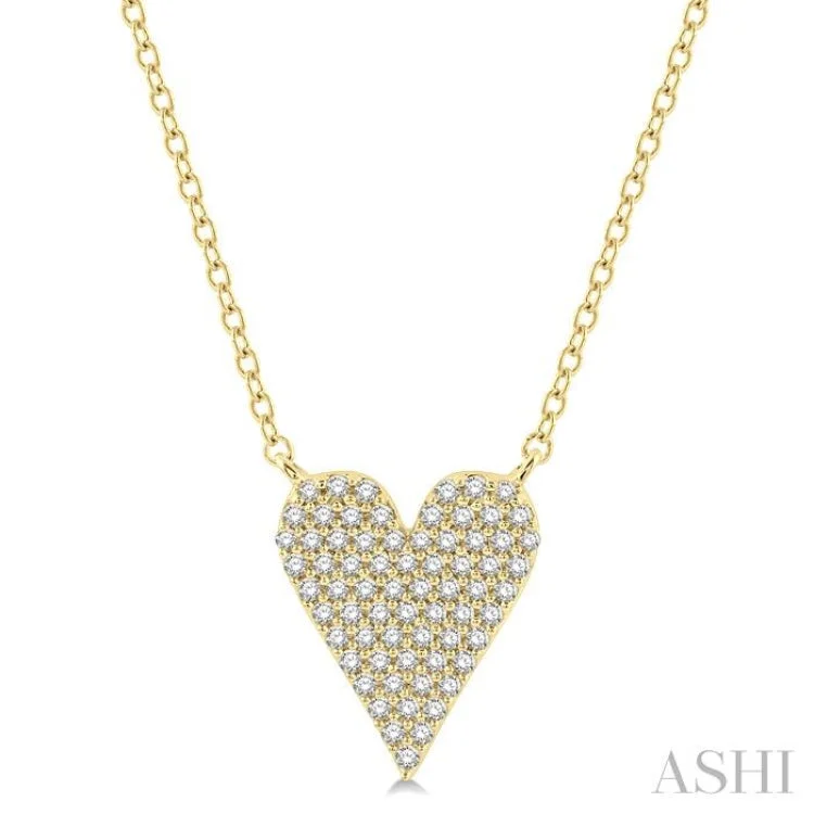 1/4 ctw Heart Charm Round Cut Diamond Fashion Necklace in 10K Yellow Gold