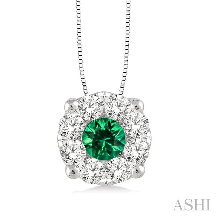 ROUND SHAPE LOVEBRIGHT GEMSTONE & DIAMOND PENDANT