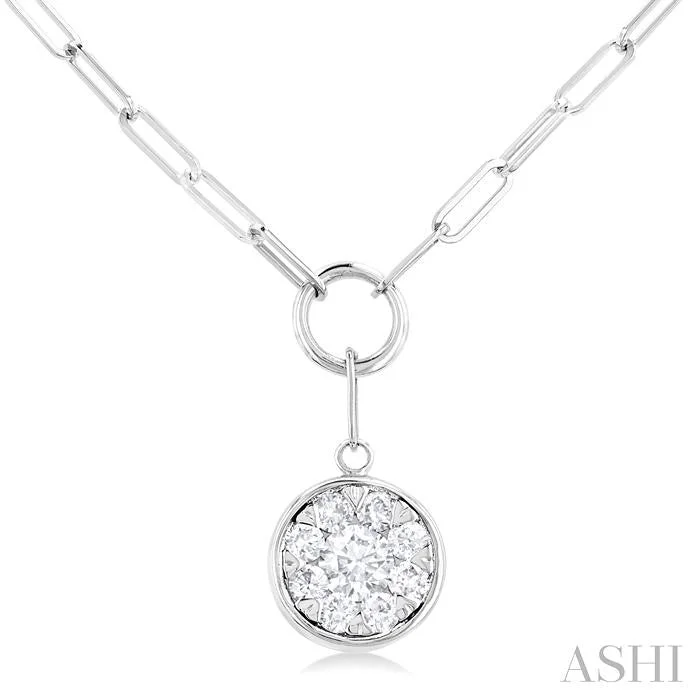 ROUND SHAPE PAPER CLIP LOVEBRIGHT DIAMOND PENDANT