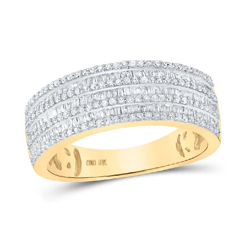 10kt Yellow Gold Mens Baguette Diamond Band Ring 3/4 Cttw