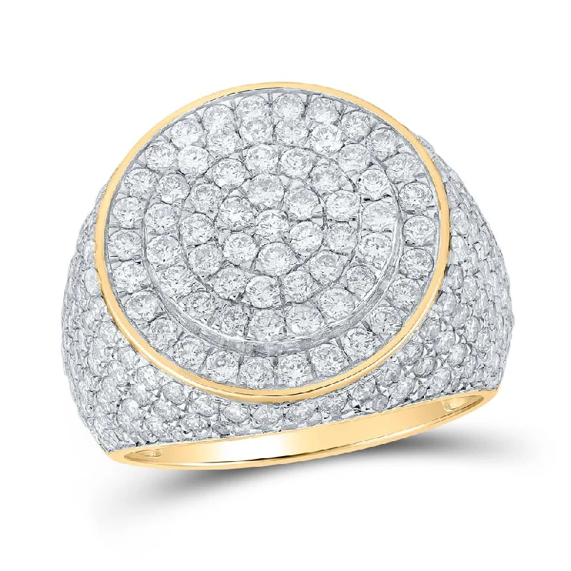 10kt Yellow Gold Mens Round Diamond Circle Ring 4 Cttw