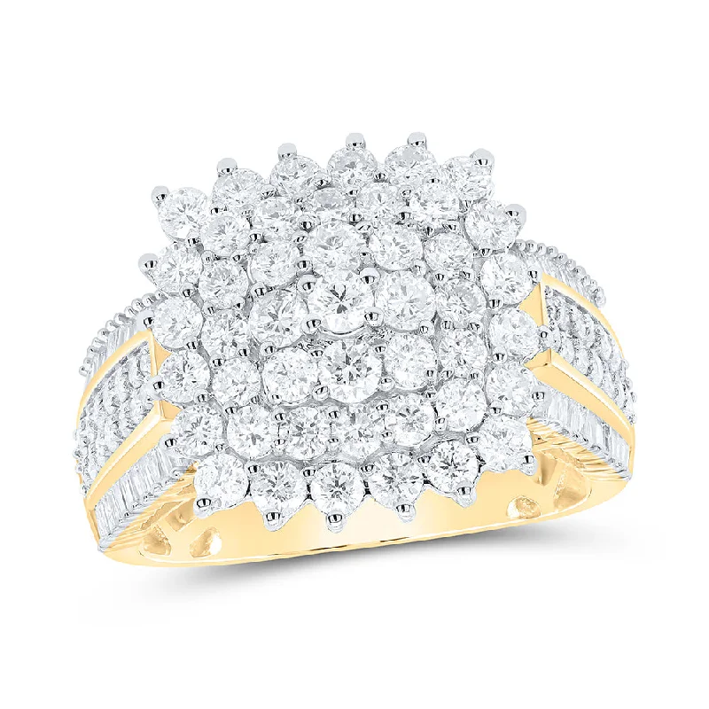 10kt Yellow Gold Womens Round Diamond Cluster Ring 2 Cttw