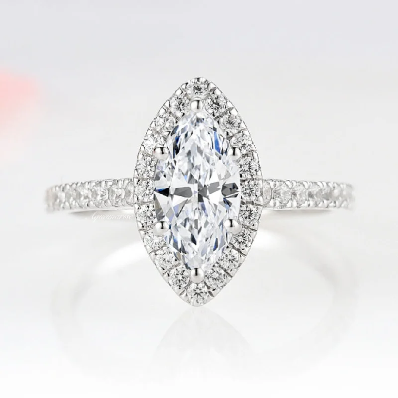 Valeria Marquise Engagement Ring- 14K White Gold