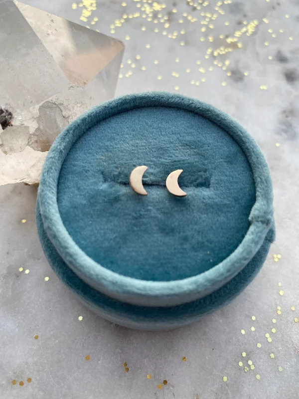 10K Yellow Gold Moon Studs