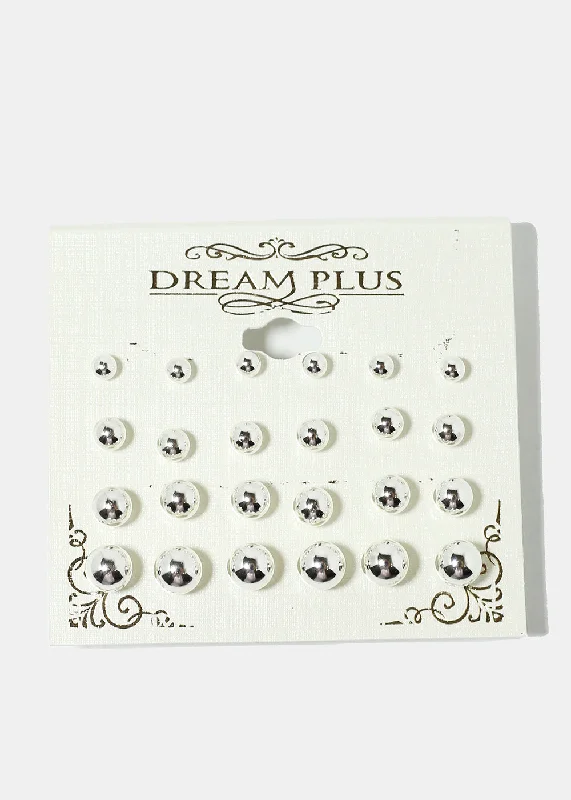 12-Pair Ball Stud Earrings