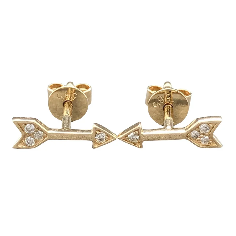 14K Y Gold 0.04cttw Diamond Arrow Earrings