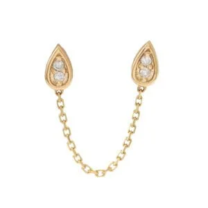 14K Y Gold 0.06cttw Single Double Pear Shape Earring