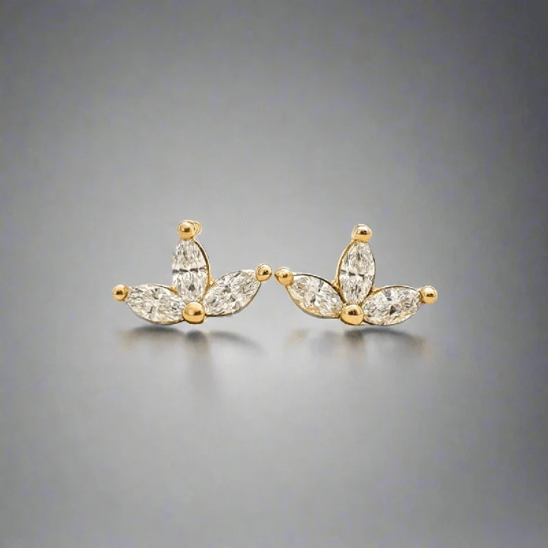 14K Y Gold 0.20cttw H/VS2 Triple Marquise Diamond Earrings