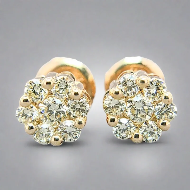 14K Y Gold 0.25cttw SI2/L Diamond Cluster Earrings