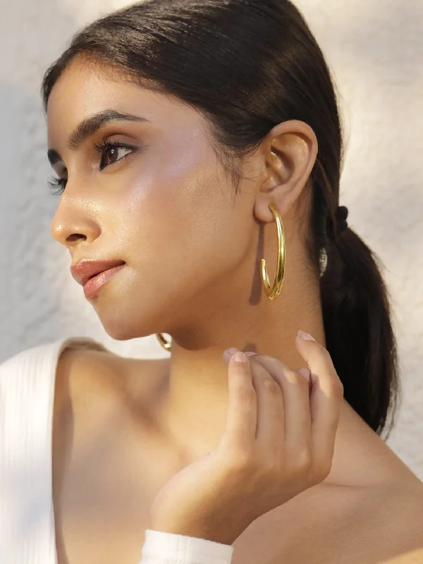 18KT Gold Plated Stainles Steel  Tarnish Free Waterproof Demi-Fine Hoop  Earrings