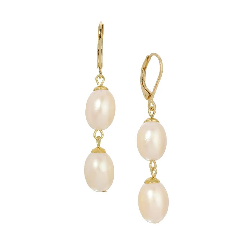 1928 Jewelry Timeless Double Egg Shaped Faux Pearl Dangling Earrings