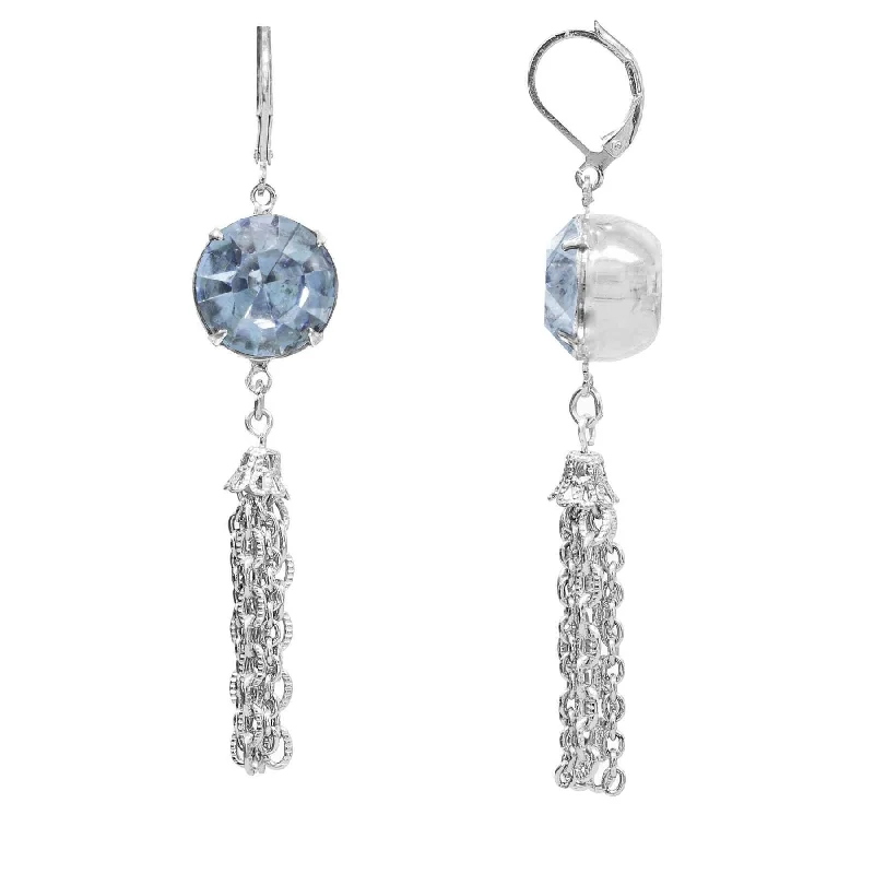 2028 Jewelry Round Austrian Crystal Tassel Earrings