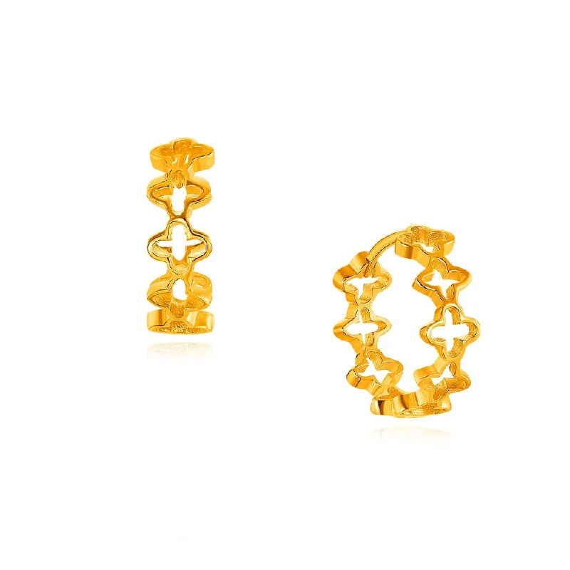 916 Gold Clover Hoop Earrings