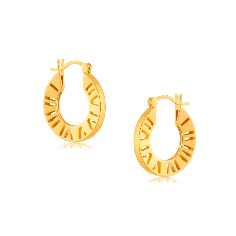 916 Gold Roman Dial Hoop Earrings