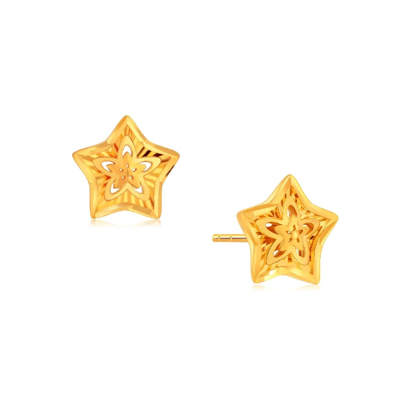 916 Gold Sparkle Studs Earrings