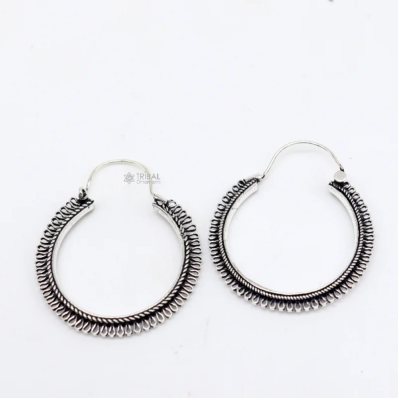 92.5 sterling silver gorgeous Exclusive design hoops hanging earrings fabulous silver ethnic tribal  functional earrings jewellery s1262