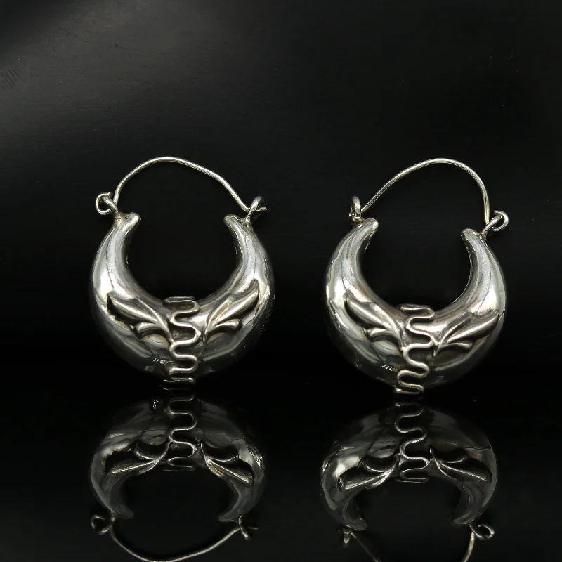 925 sterling Handmade silver jewelry, fabulous vintage stylish customized hoops earrings bali tribal ethnic personalized jewelry ske3