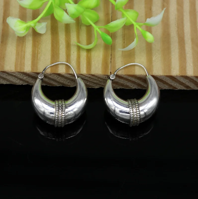 925 sterling silver handmade gorgeous hoops stud earring bali, excellent customized vintage design belly dance personalized gift ske8