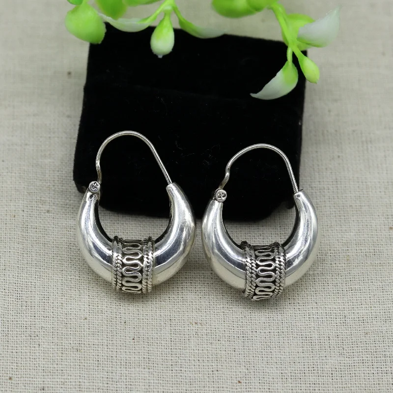 925 sterling silver handmade hoops stud earring bali, excellent customized stylish belly dance personalized gift tribal ethnic jewelry ske10