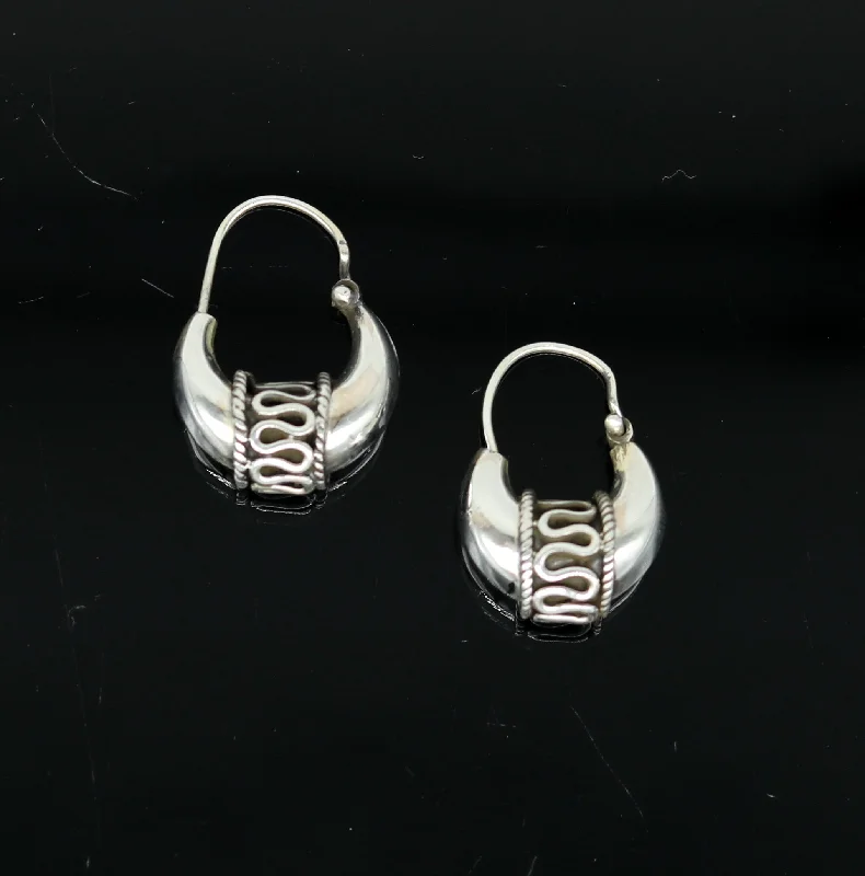 925 sterling silver handmade hoops stud earring bali, excellent customized stylish belly dance personalized gift tribal ethnic jewelry ske15