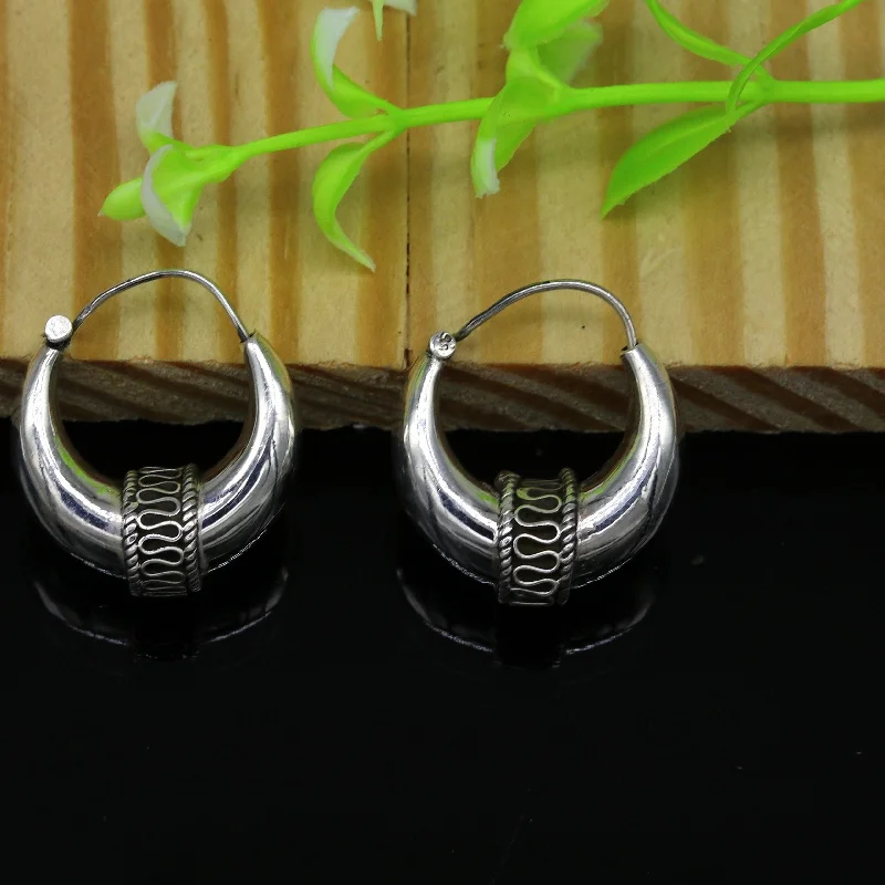 925 sterling silver handmade pretty attractive hoops stud earring bali, excellent customized stylish belly dance personalized gift ske11