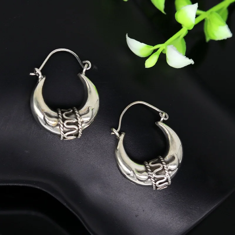 925 sterling silver handmade pretty attractive hoops stud earring bali, excellent customized stylish belly dance personalized gift ske4