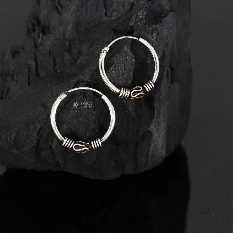 925 sterling silver handmade traditional cultural hoops earrings bali ,pretty gifting bali tribal ethnic jewelry India s1213