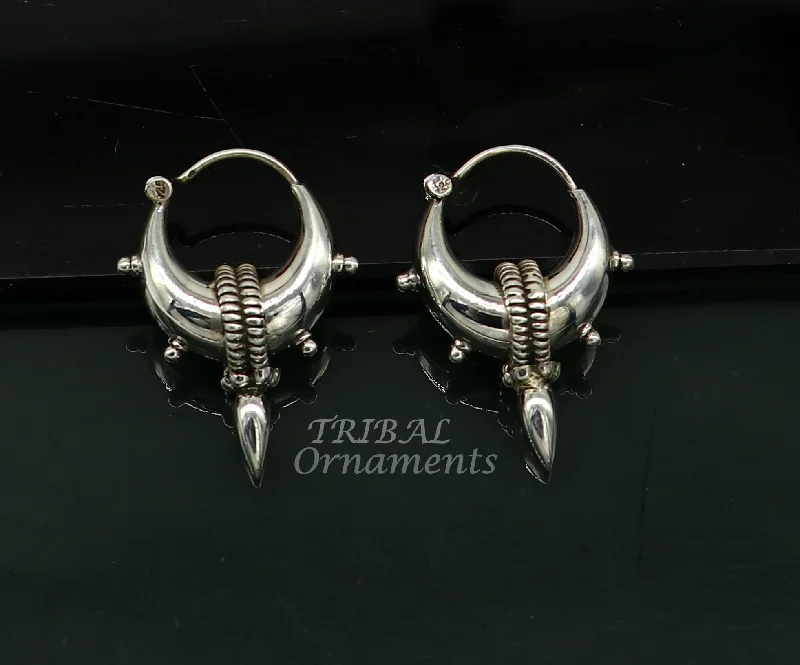 925 sterling silver handmade unique traditional cultural ethnic hoops earring bali for men's or girl's best dancing jewelry s1123