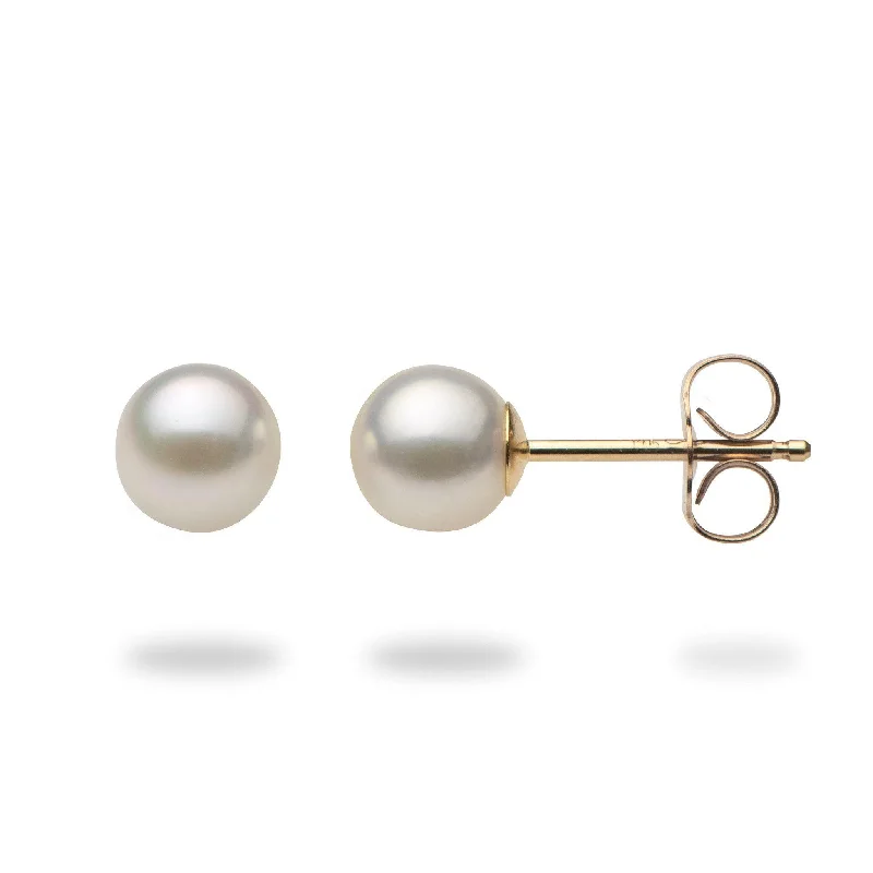 Akoya White Pearl Earrings in Gold - 5.5-6mm