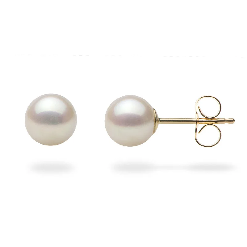 Akoya White Pearl Earrings in Gold - 6-6.5mm