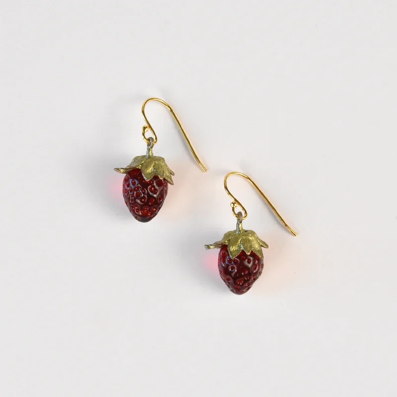 Cast Glass Strawberry Earrings