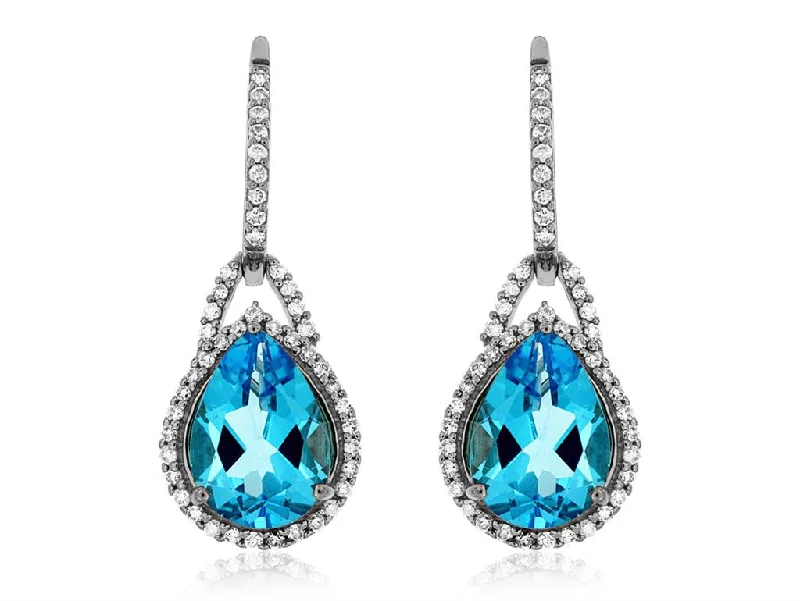 Blue Topaz & Diamond Earrings