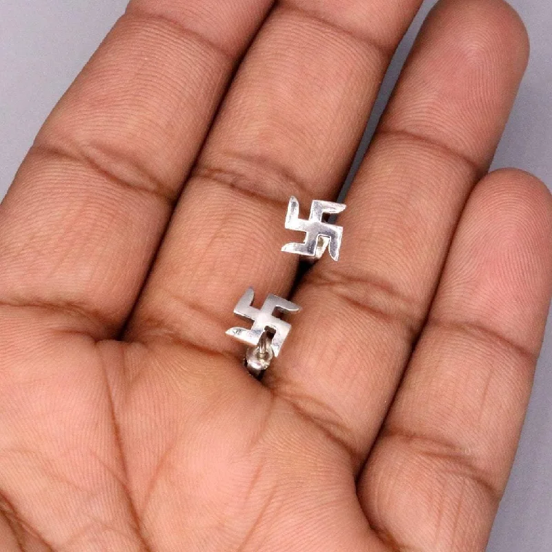 Sterling silver handmade swastika stud earring fabulous indan idol symbol earring jewelry for unisex ss