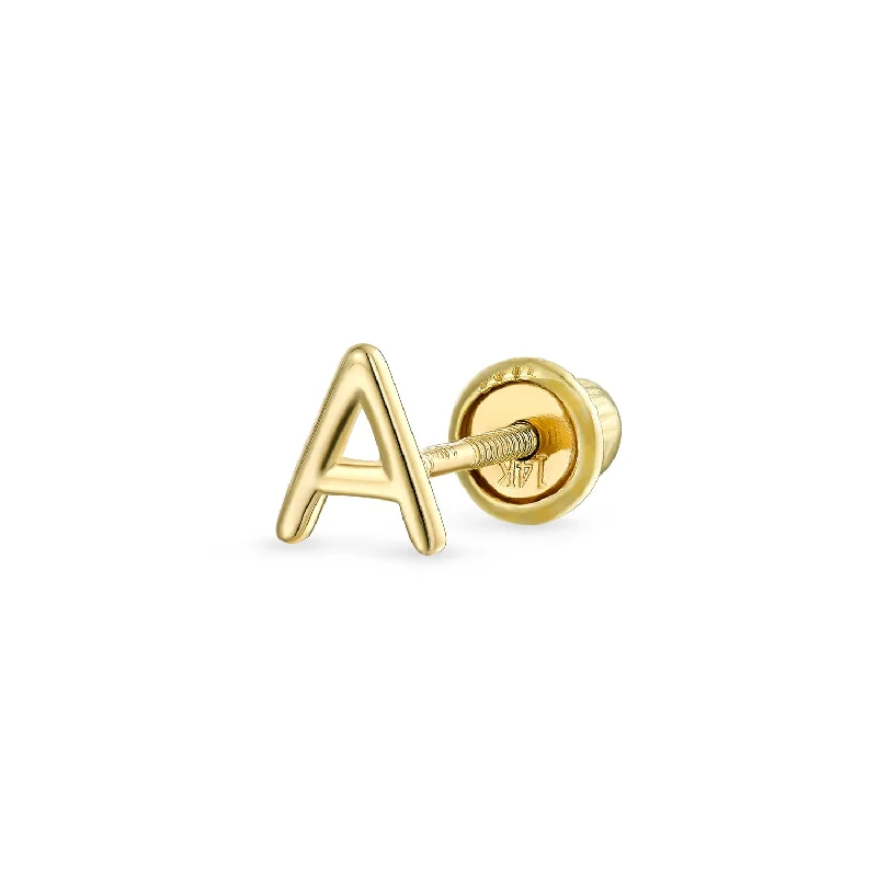 Unisex 14K Gold Ear Cuff Cartilage Alphabet Initial Stud Earring for Men