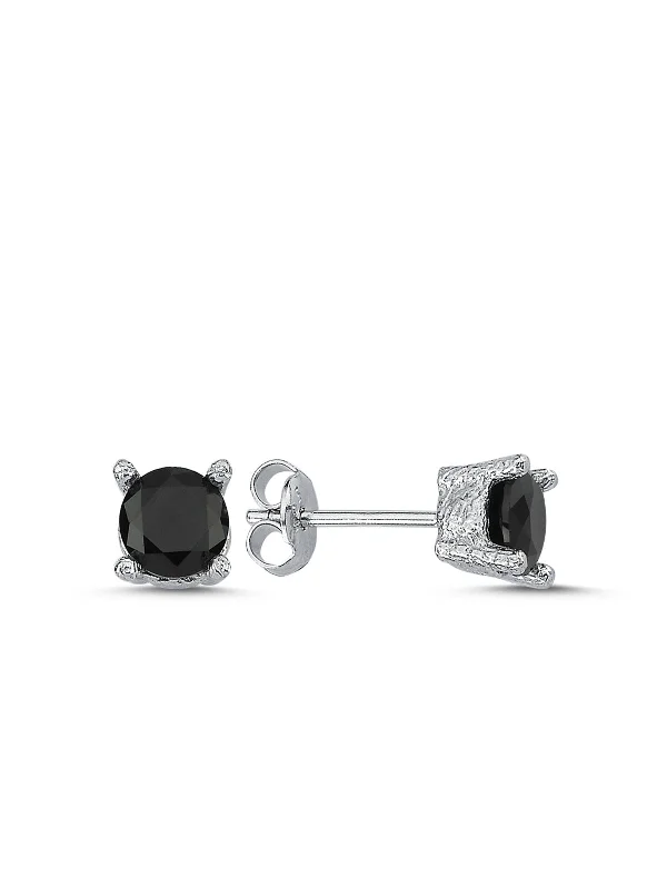 Eos Black Silver Earrings - Stud