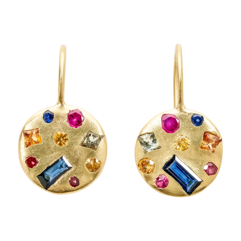 Extra Large Harlequin Celeste Hook Earrings - 11701