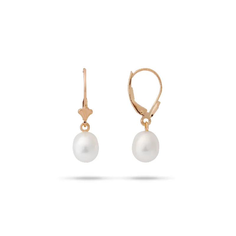 Freshwater Pearl Earrings in Gold - 7.5-8mm