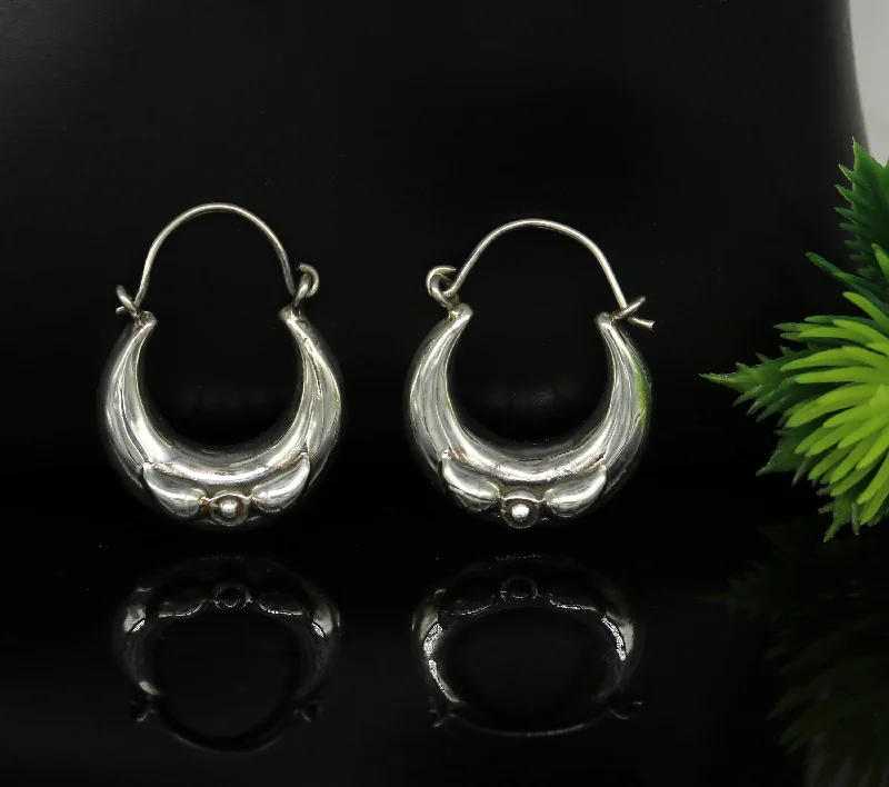 Handmade 925 sterling silver jewelry, fabulous vintage stylish customized hoops earrings bali tribal ethnic personalized jewelry ske17