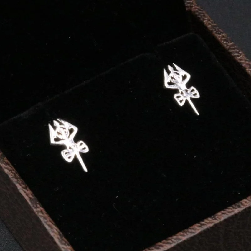 925 sterling silver trident stud earrings unisex jewelry s-0131