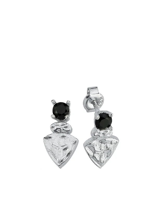 Nadia Black Silver Earrings - Stud