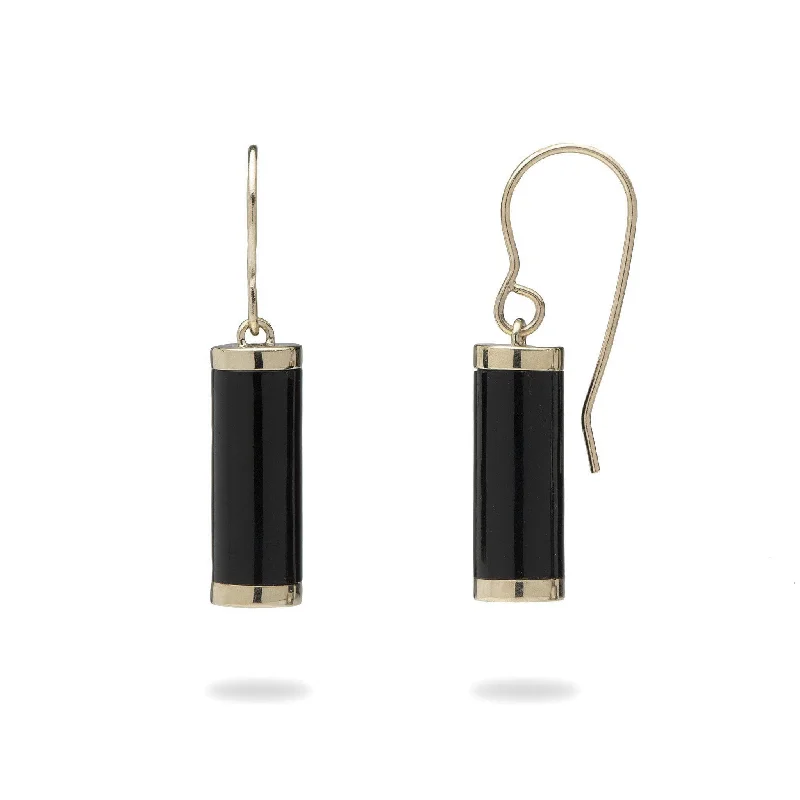 Ocean Chimes Black Coral Earrings in Gold