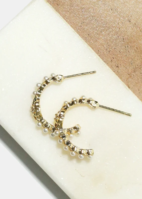 Pearl Half Hoop Earrings