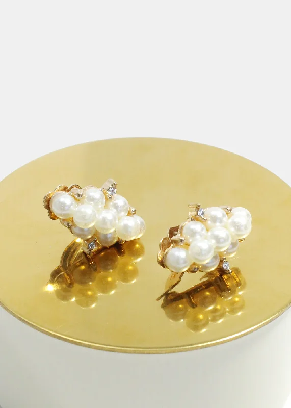 Pearl-Studded Clip On Earrings