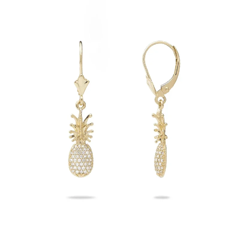 Pineapple Earrings in Gold with Diamonds