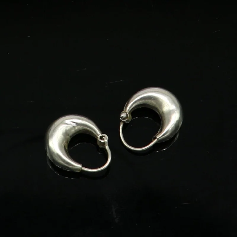 Pure 925 sterling silver handmade hoops kundal earring, excellent designer fancy daily use hook earring ear wire tribal vintage jewelry s892