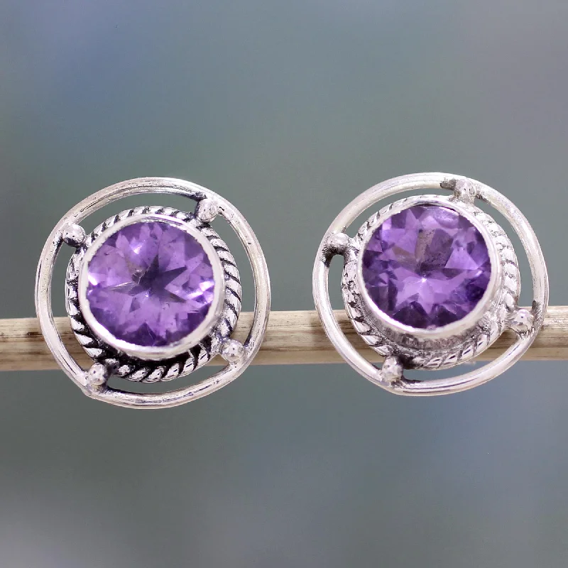 Purple Wheels Amethyst Stud Earrings